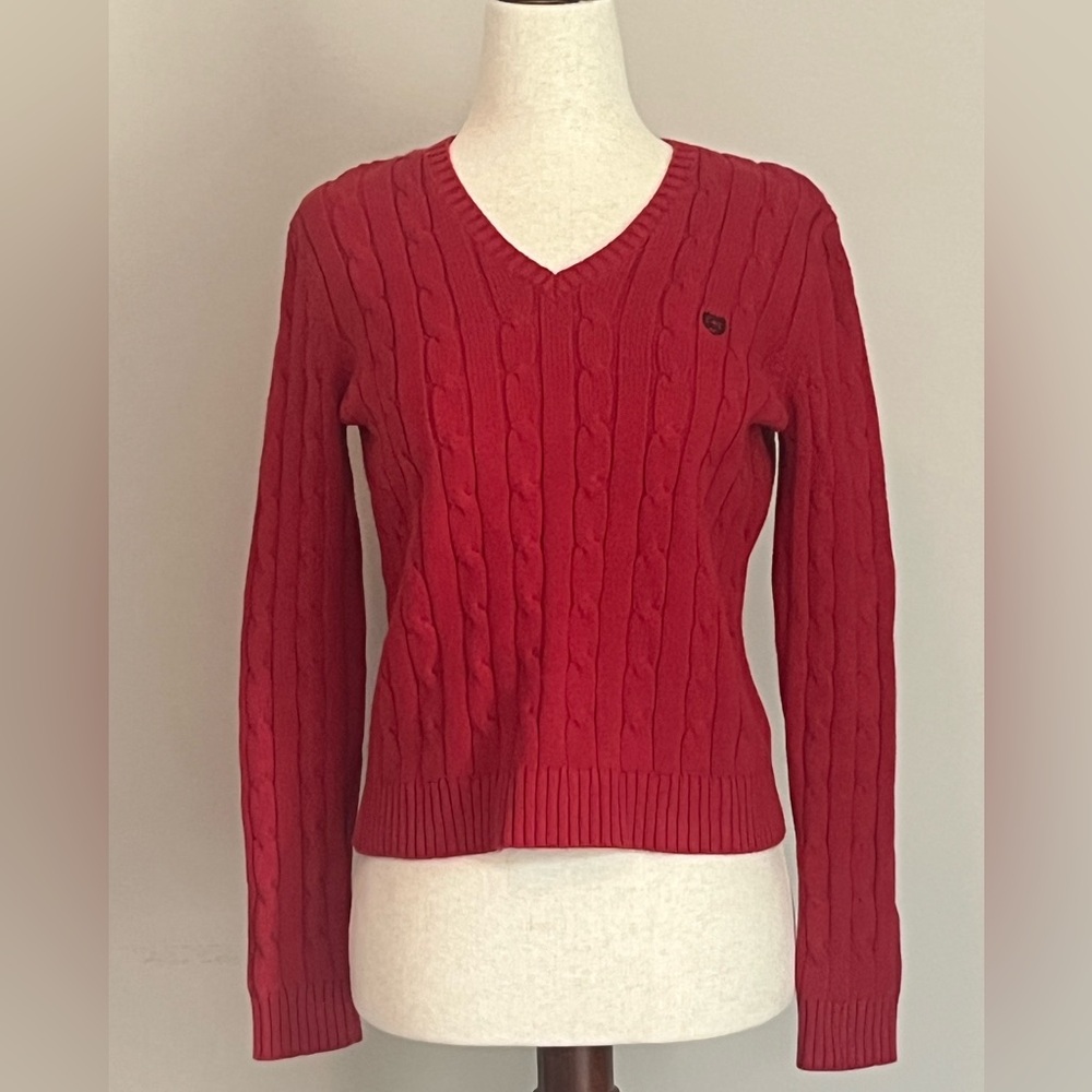 Normcore Women’s Classic Cable Knit V-neck Capsule Sweater - Red